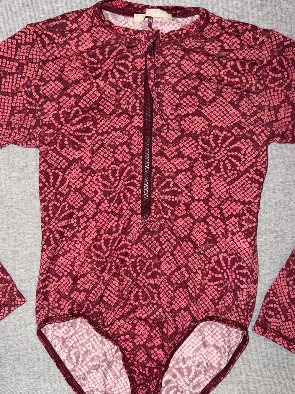 Ulla Johnson Women’s Long Sleeve One-Piece Swimsuit in Burgundy Pink